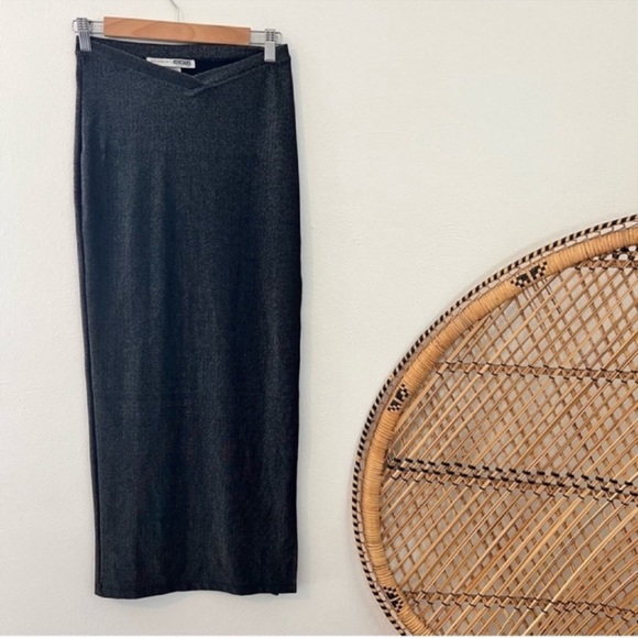 Vintage Dresses & Skirts - Y2K black and silver shimmer metallic long maxi crossover waist band skirt